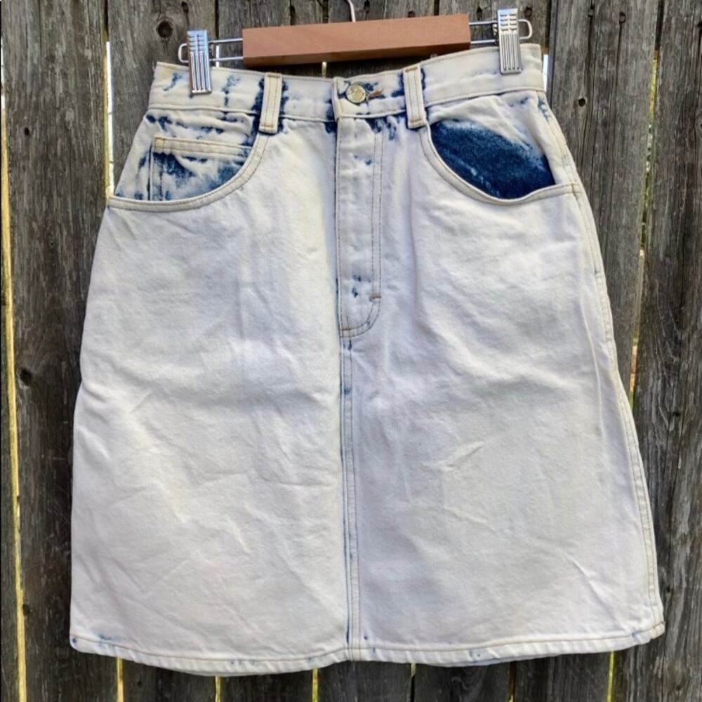 Palmetto's Vintage Acid Wash Denim Mini Jean Skirt Made in USA Juniors 7